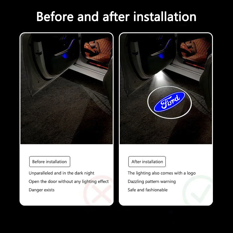 2pcs Car Door Welcome Lamp Ghost Shadow Atmosphere Light Projector Lamp For Ford Mondeo MK4 BA7 2007-2015 Galaxy MA6 2 S-MAX MK1 view 4