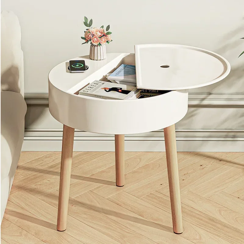 Three Legs Night Table Modern Light Luxury Multi-functional Coffee Desk Versatile Storage Nightstand, Modern Bedside Cabinet 124