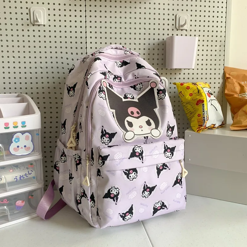 Kawaii Sanrio Hello Kitty Kuromi Melody Cinnamoroll Large Capacity Backpack Cartoon Anime Canvas Schoolbag Cute Mommy Hang Bags