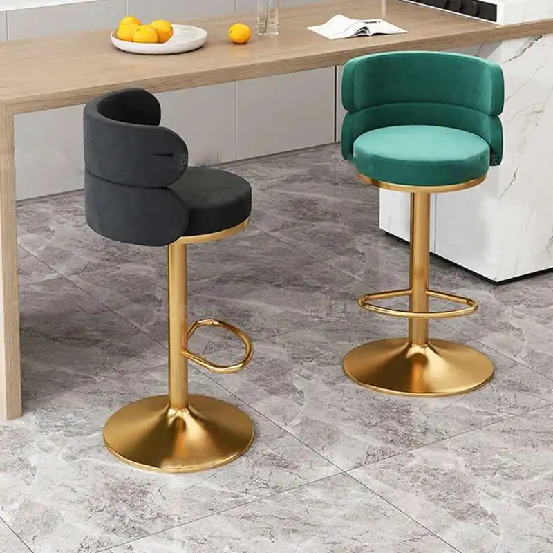 

European Luxury Modern Bar Stool Iron Backrest Kitchen Design High Bar Stool Black Colour Sillas Para Barra De Cocina Furniture