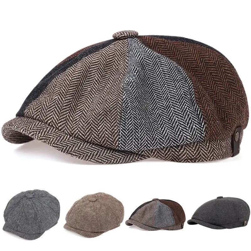 Vintage Men Casual Newsboy Hat Spring Summer Retro Beret Hat Wild Casual Hats Unisex Octagonal Cap Fashion Hip Hop Caps Gorras