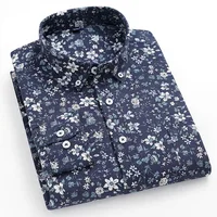 6XL7XL Camisa 100% de algodón para hombre, ropa informal tejida Oxford estampada de manga larga, moda transpirable, alta calidad, ajustada de talla grande