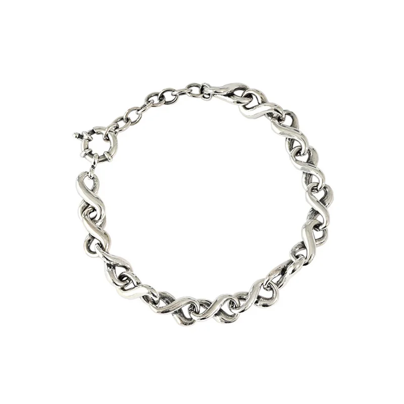 

Continuance Chain Bracelet Vintage Hollow 8 Shape Retro Authentic 925 Sterling Silver Bracelet