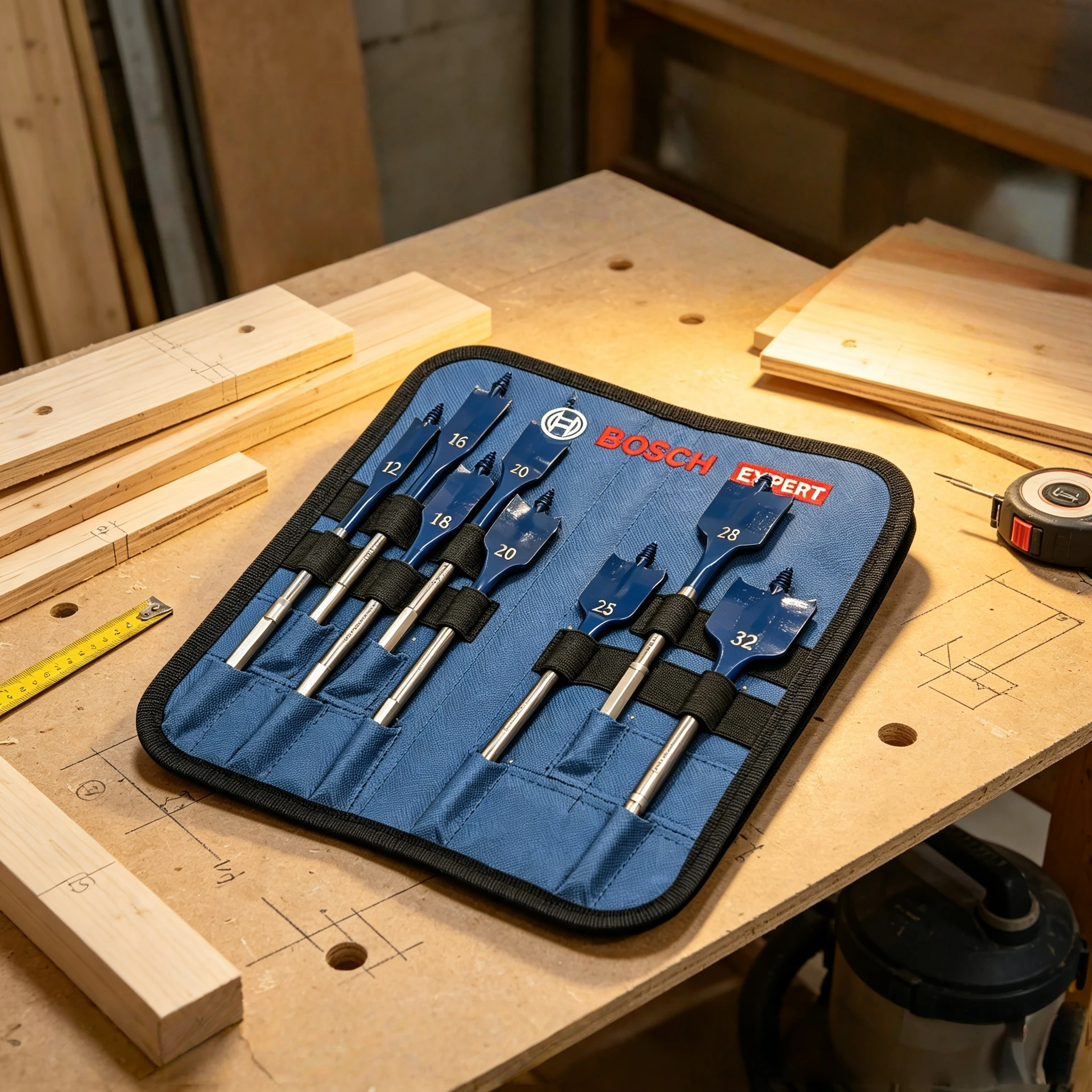 Jeu de forets Bosch EXPERT Self Cut Speed Spade à tige longue pour le travail du bois, forets pour l'expansion des panneaux de bois