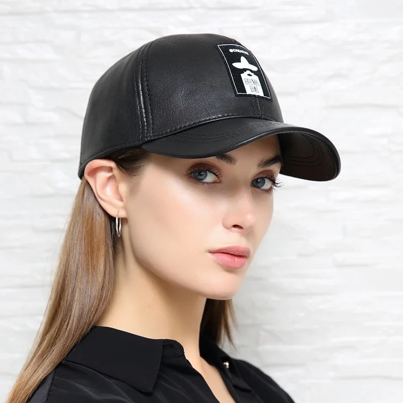 Novelty Leather Baseball Caps For Women Men Soft Lambskin Outdoor Leisure Duck Tongue Gorra Korean Youth Sun Snapback Dad Hats