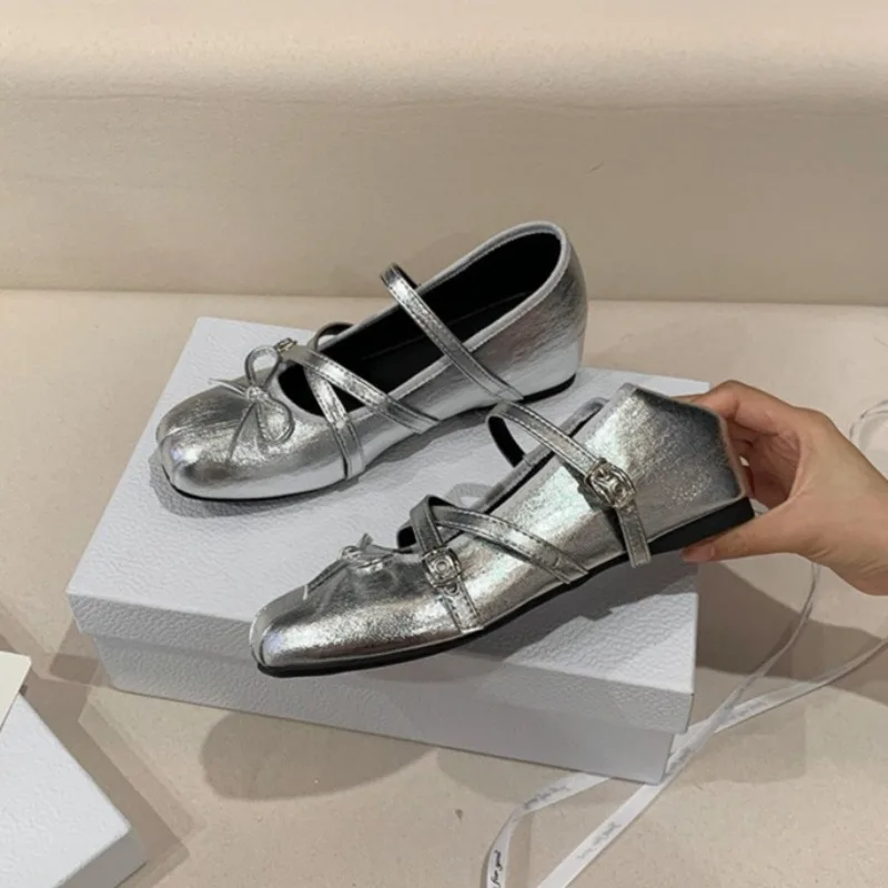 

Women Shoes French Style Soft Leather Mary Jane Shoes Inner Height-increasing Ballet Shoe Round Head Shallow Mouth Single Shoes