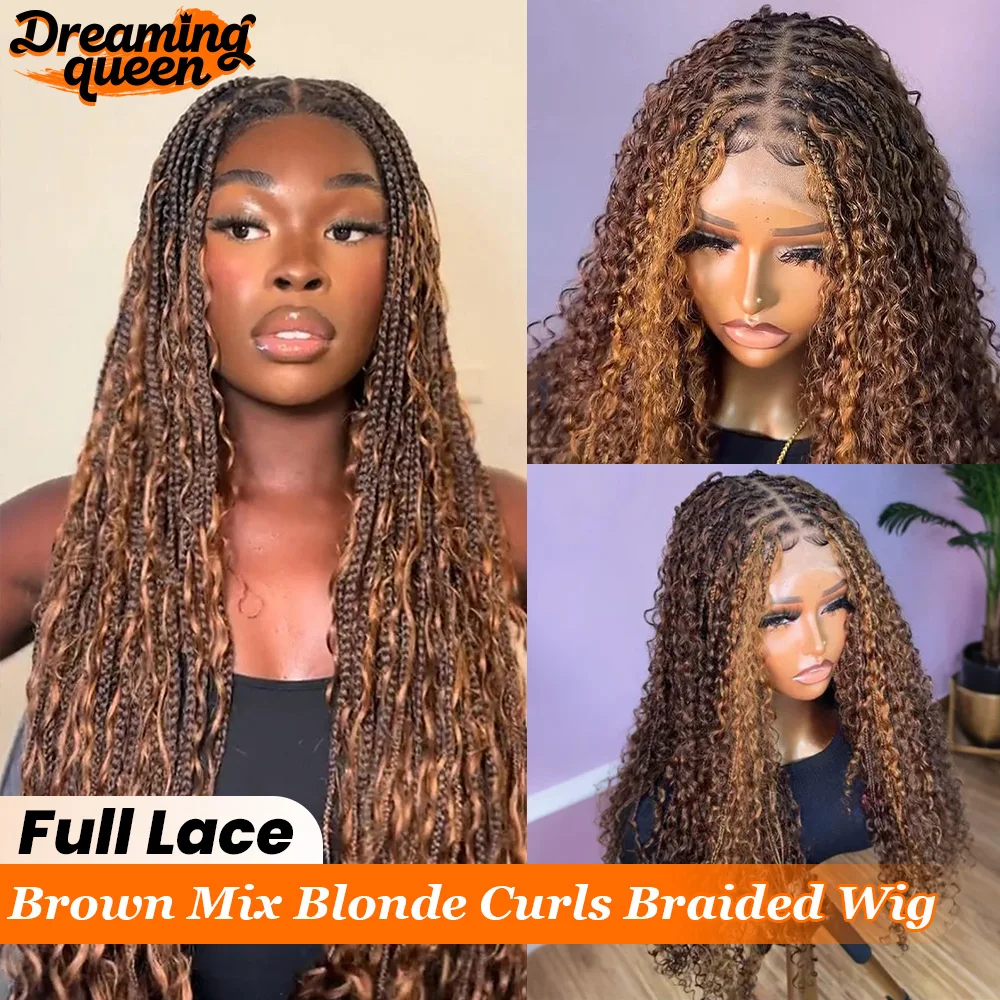 

Dreaming Queen Flexi-Fit Полный кружевной парик без узлов в богемном плетеном стиле Ombre Коричневый Invisi Парик на шнурке 180% Коричневый Синтетический вьющийся
