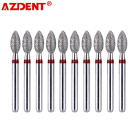 AZDENT 10 Pcs Diamond Burs Drill Football 368-023F Fine Red 379-023F Dental Dia-burs for High Speed Handpiece
