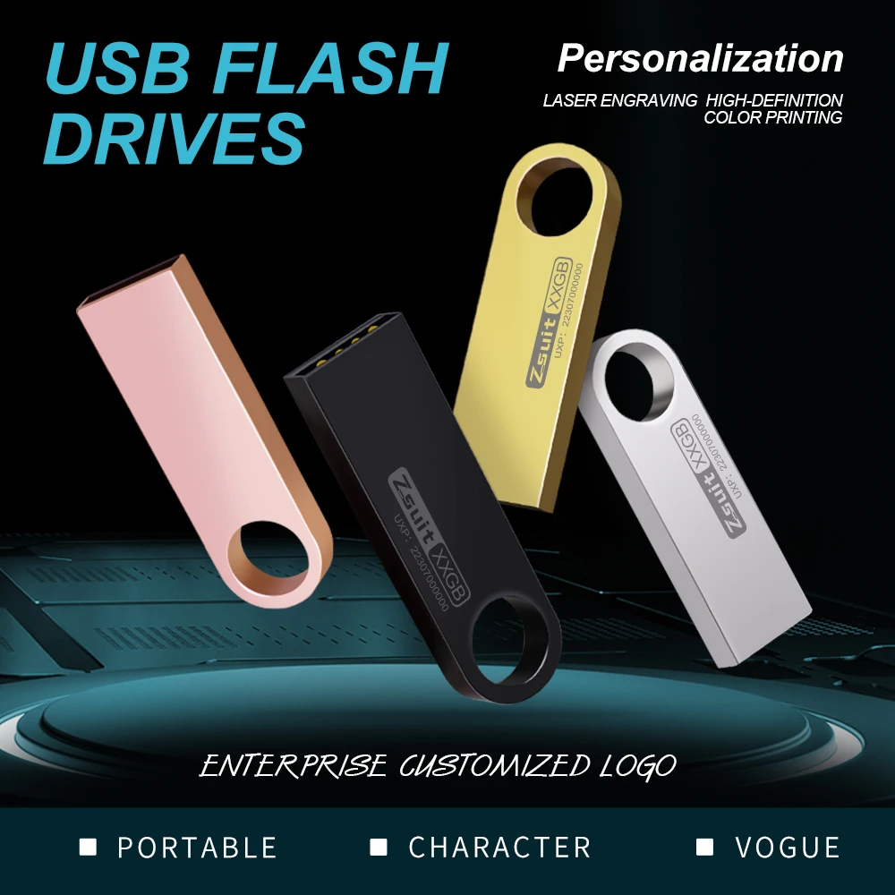 10Pcs/Lot Metal Usb Flash Drive 4G 16GB Pen Drives 3.0/2.0 Memoria Usb 64G Free Custom Logo Flash Memory Disk Free Shipp U Disk