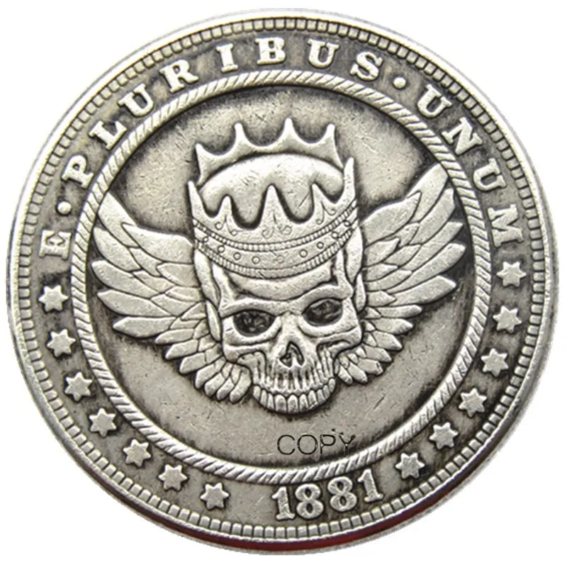 

HB(124)Hobo USA Morgan Dollar skull zombie skeleton Silver Plated Copy Coins