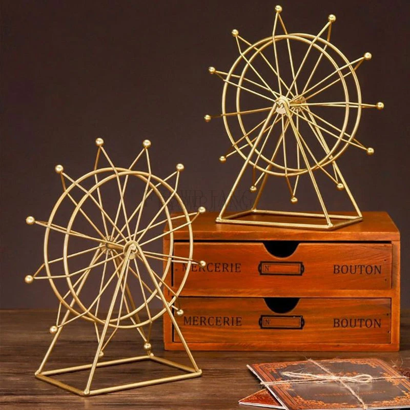 

Nordic Iron Art Ferris Wheel Ornaments Creative Living Room Office Desktop Indoor Tv Wine Cabinet Decoration Small Ornaments