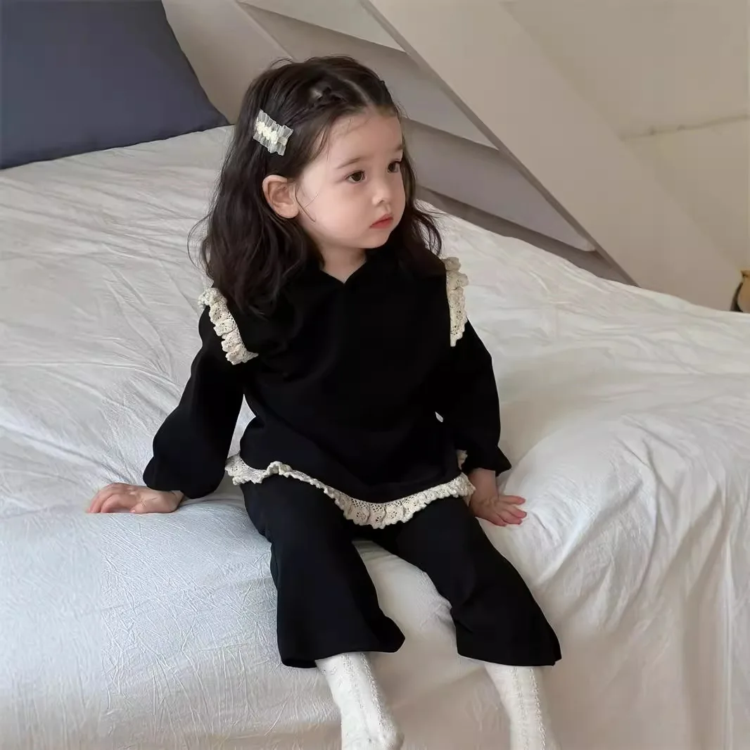 2024 Autumn New Baby Girl Long Sleeve Clothes Set Infant Princess Lace Hoodie + Pants 2pcs Suit Toddler Girl Sweatshirt Outfits