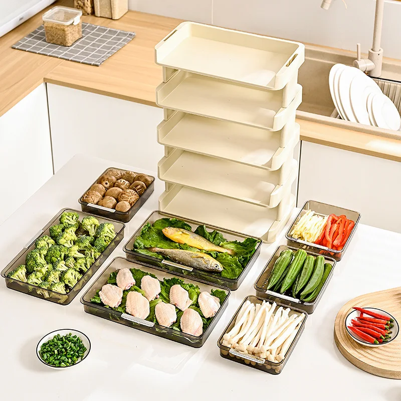 Multifunctional side dish, household kitchen preparation tray, hot pot multi-layer countertop storage rack wholesalemanufacturer
