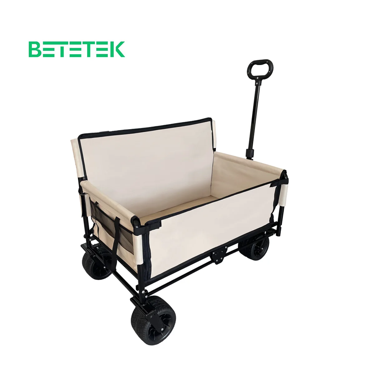 

Collapsible Folding Wagon Push Pull Foldable Beach Wagon Cart Big Wheels Handle Drink Holders Camping Garden Outdoor