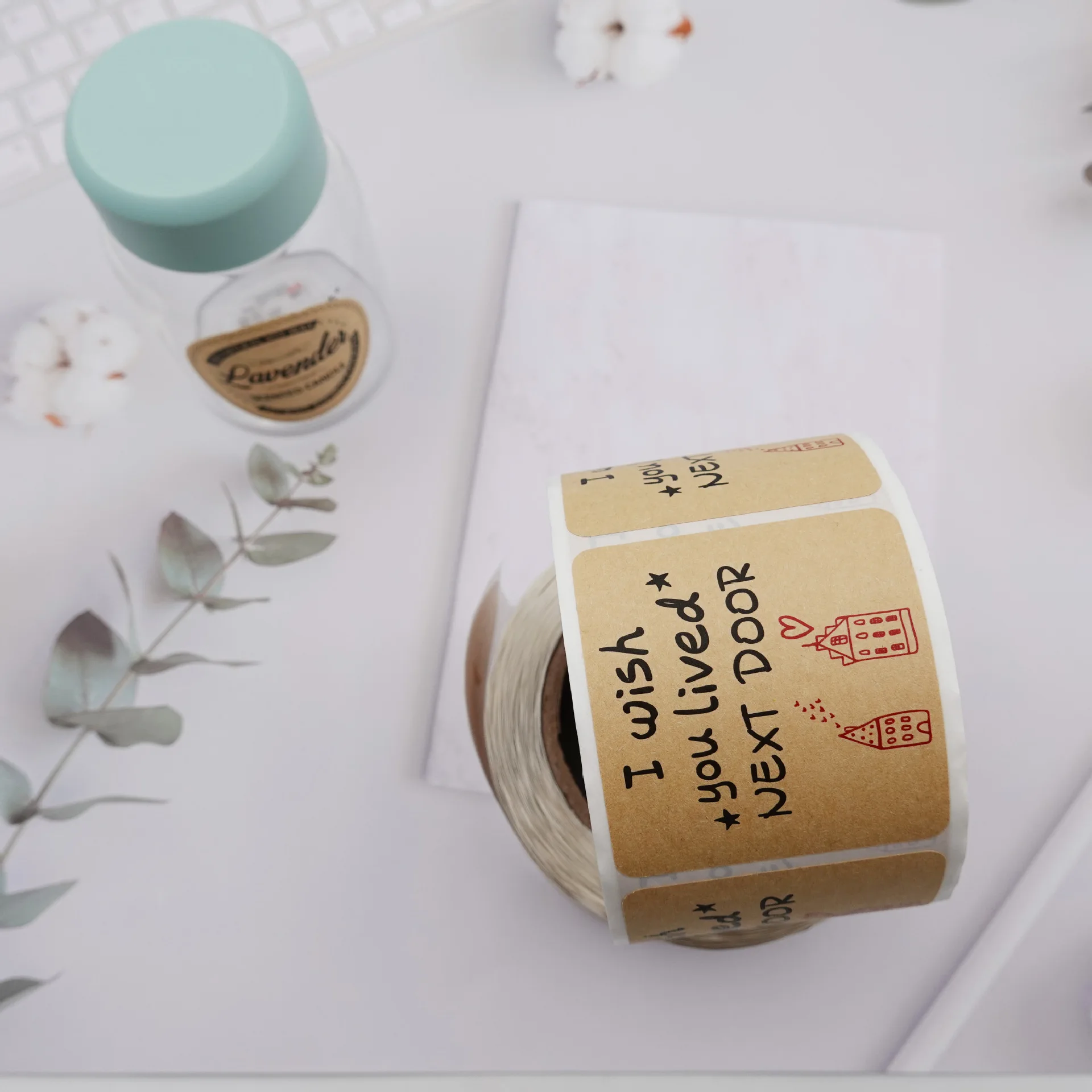 Customized Kraft Paper Round Bottle Stickers Eco-friendly Jar Decoration Rectangle Labels with Personalized Logo