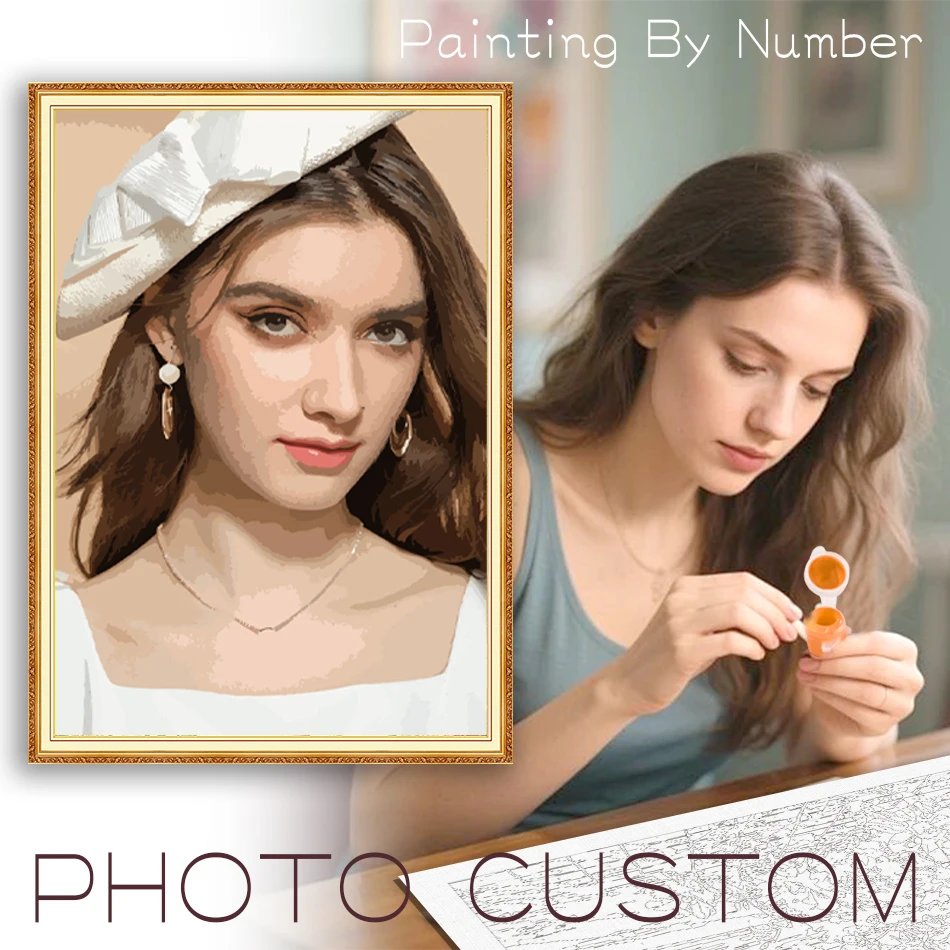 

Custom Painting by Numbers For Adults Photo Kits Gift Picture Number Acrylic Paint On Canvas Personality DIY Art Home Decoration