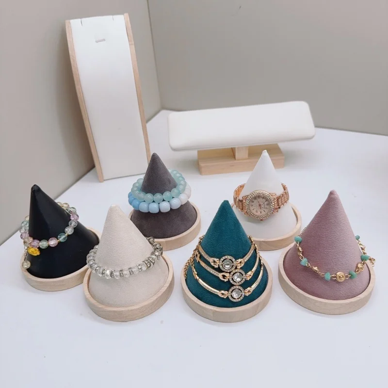 الإبداعية الخشب مخروط سوار عرض موقف حلقة الإسورة خلخال سلسلة قلادة مجوهرات تخزين حامل أرفف مجوهرات الدعائم