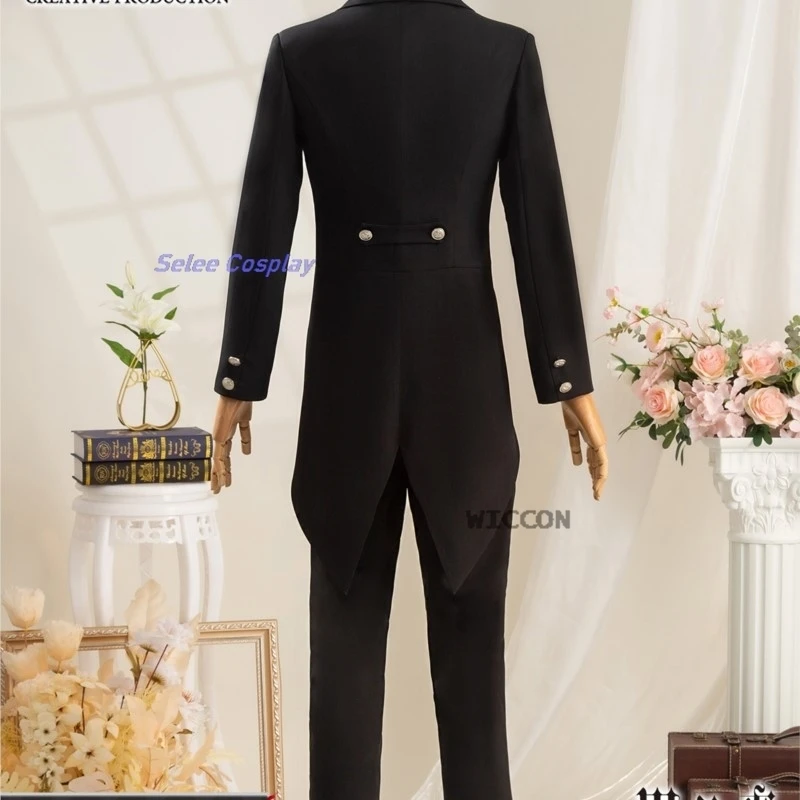 Traje de Cosplay de Ciel Phantomhive Black Butler para hombres, peluca de Anime, traje de Kuroshitsuji, uniforme de escuela pública, Halloween, Todo negro