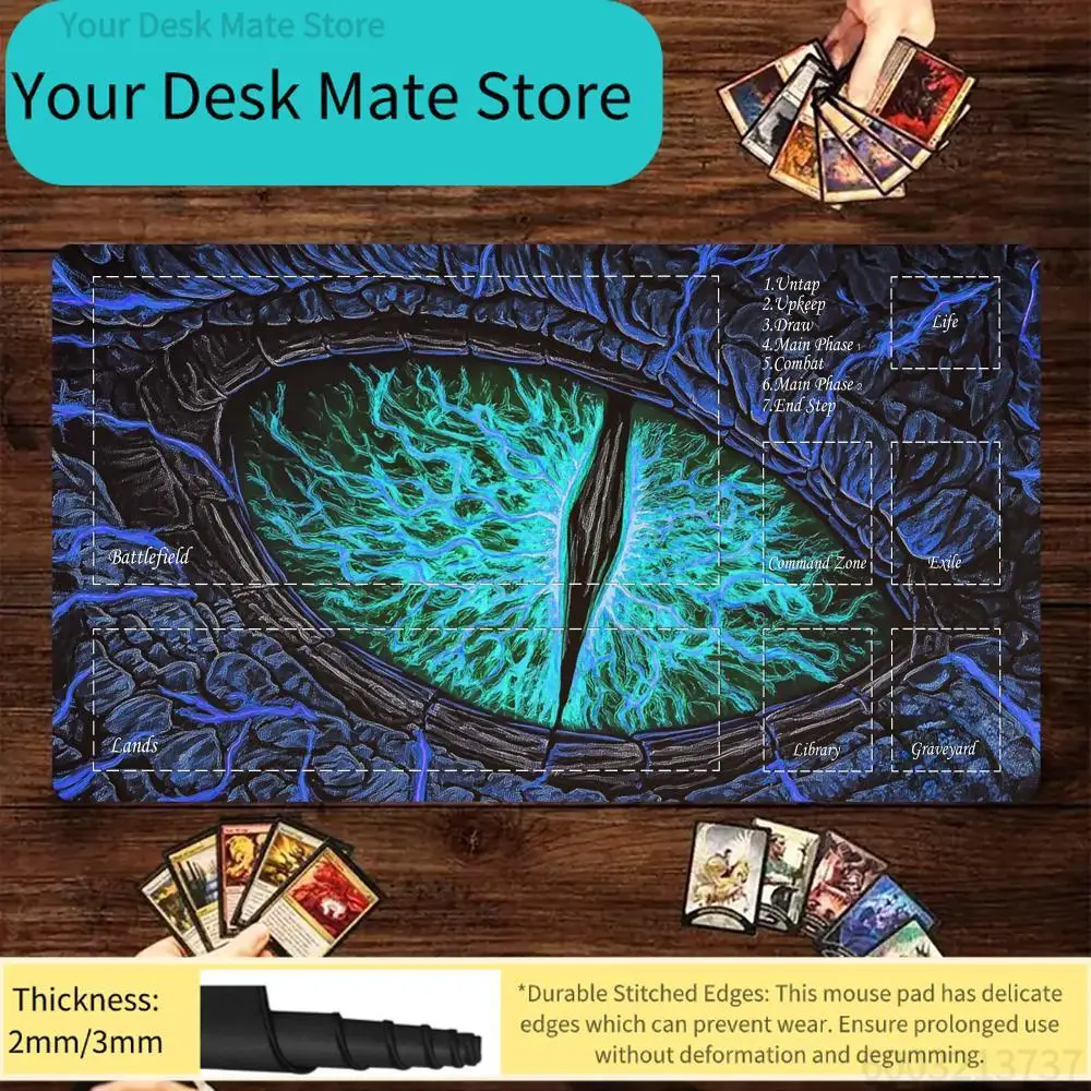 

1PC Dragon Eye Print Large Lock Edge Non-Slip Rubber Playmat for TCG Card Game