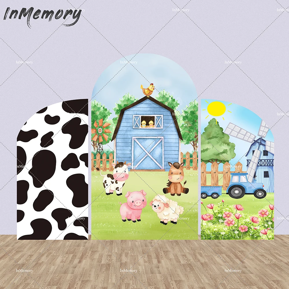 

Boy 1st Birthday Arch Cover Backdrop Party Decoration Farm Truck Barn Baby Shower Chiara arched Wall Photo Background