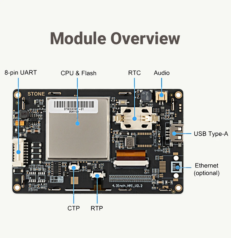 STONE I 4,3 Zoll LCD 480*272 Kapazitives Touchpanel mit Controller und Programmierbarem UART MCU RS422/TTL-Schnittstellen – Detail 2