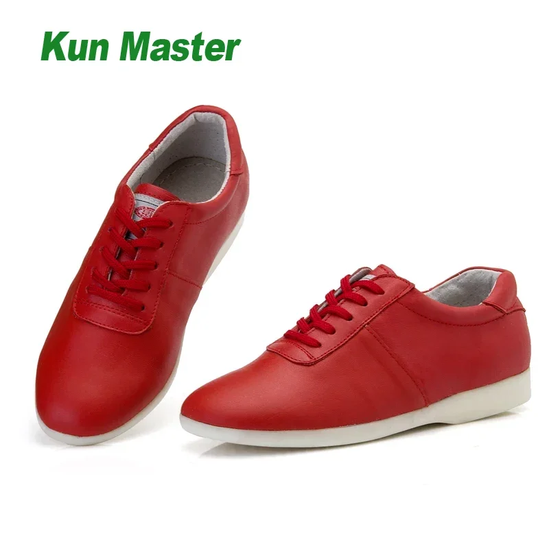 

Genuine Leather Kung Fu Tai Chi Shoes Martial Art Shoes Sneakers Casual Shoes Cowhide Wear Resistant Women 2022 Red