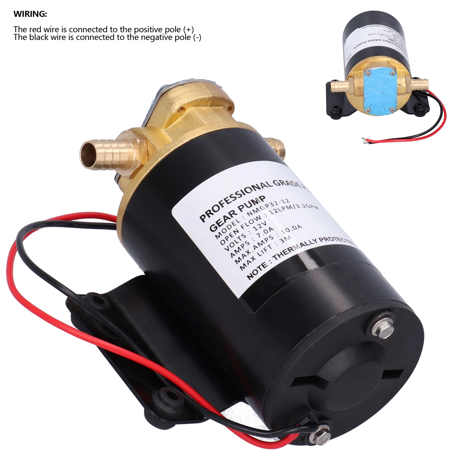 Pompa del carburante a ingranaggi con impeller 12V 12LPM autoadescante 9,8 piedi per acqua//carburante/scavenge/trasferimento olio Pompa a ingranaggi 12V Pompa di trasferimento olio