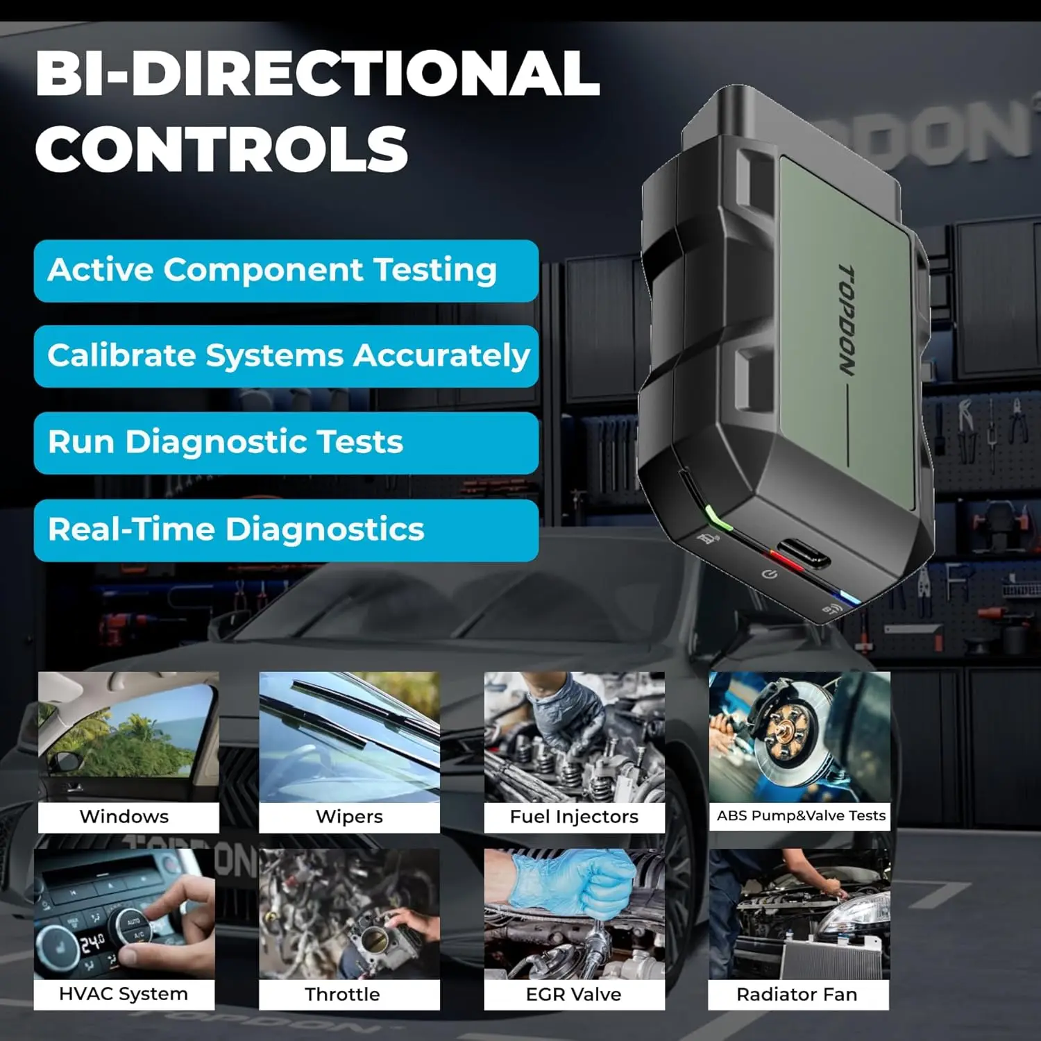 TopScan Pro OBD2 Scanner Bluetooth for iOS & Android, Car Code Reader with 13+ Reset Services