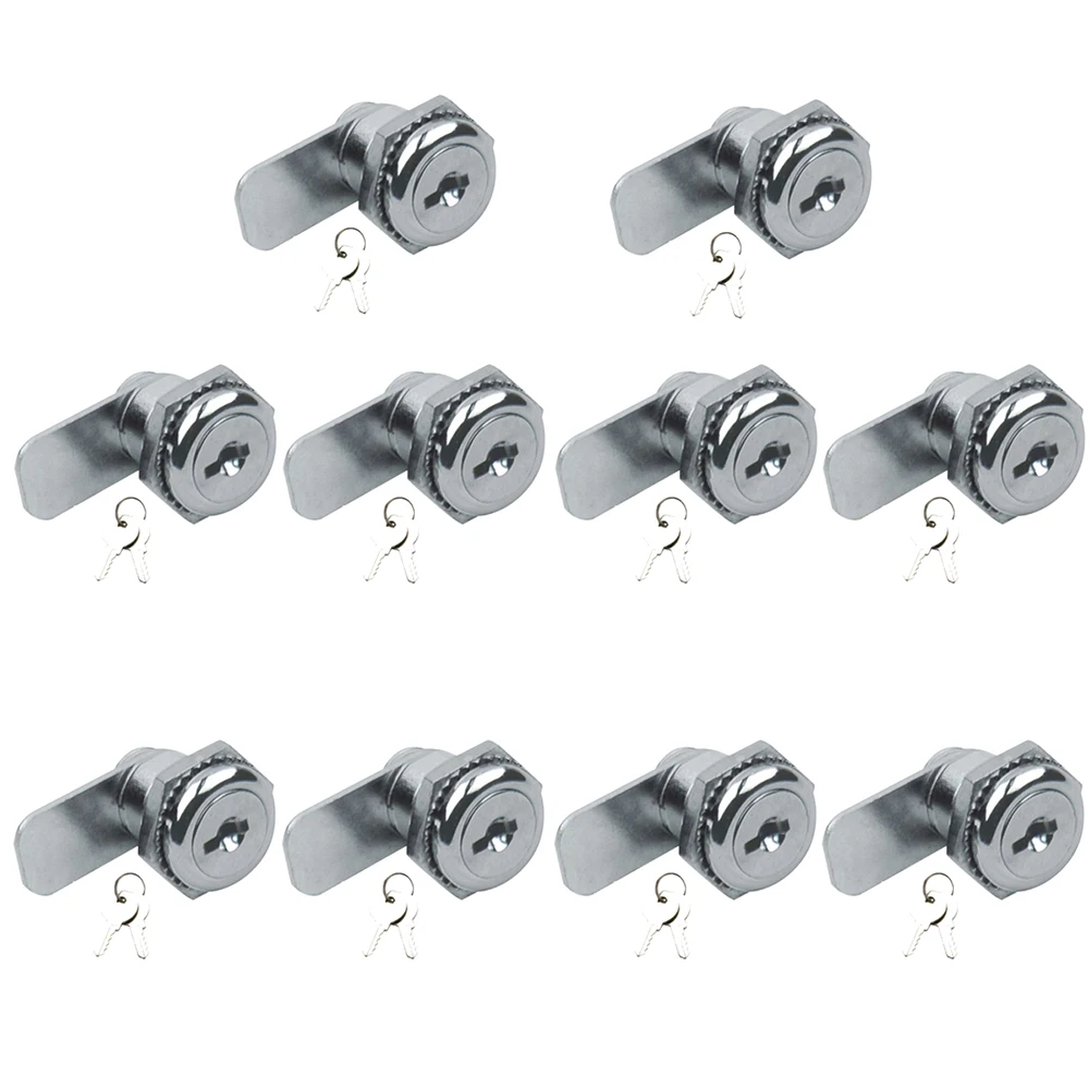 

10PCS Zinc Alloy Industrial Cam Locks Mailbox Metal Cabinet Lock Distribution Box Water/Electric Meter Lock Turn Tongue Lock+Key