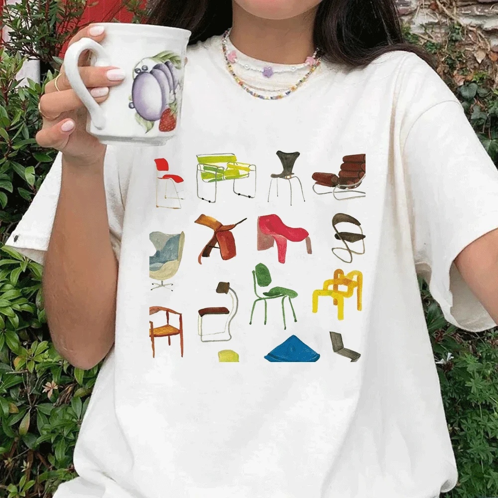 

Design Chairs Printed Women Vintage T Shirt Egirl Grunge Aesthetic Music Lyrics T-Shirts Trendy Fashion Y2k Streetwear Tees Tops