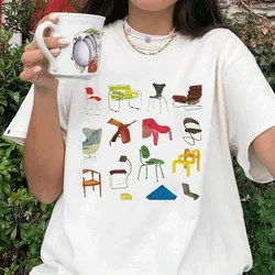 Design Stoelen Gedrukt Vrouwen Vintage T-shirt Egirl Grunge Esthetische Muziek Songteksten T-shirts Trendy Mode Y2k Streetwear Tees Tops