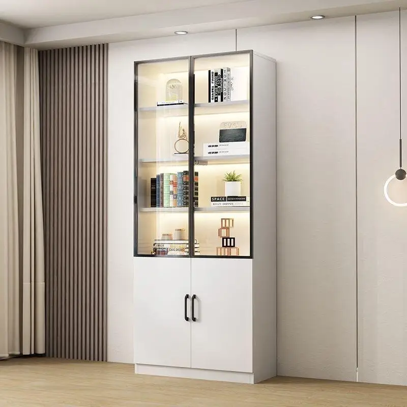 

Custom. Glass Door Dust-Proof Home Display Cabinet Wall Living Room Bookshelf Locker Glass Wine Cabinet Hand-Made Cabinet Bookca