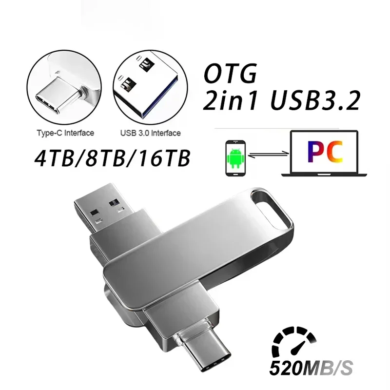 16TB Flash Drives USB 3.2 HighSpeed USB Transfer Metal Pendrive Memory Card Pendrive Flash Disk Memoria Waterproof Stick
