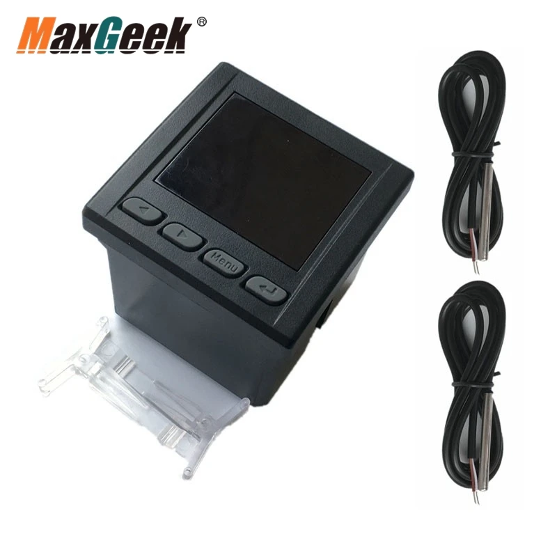 Maxgeek TT72A Two-Way Temperature Controller 220V and 12V Input Voltages + Two 2m/6.6ft Waterproof/Air/Lug Probes