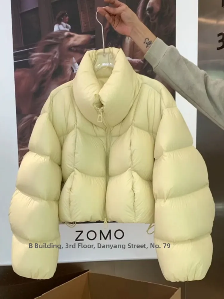 韓国風超可愛い黄色いオルトパフ餃子ダウンジャケットレディース冬新作小さめサイズパンコート通勤ストレート...