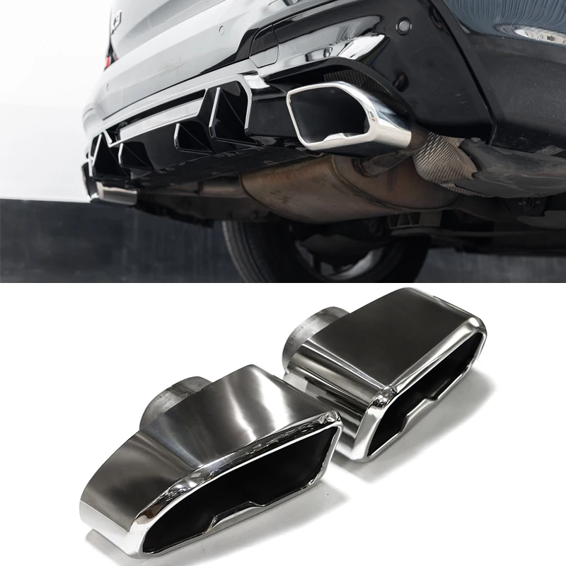 1 Paar M40i Umrüstungs-Doppelquadrat-Edelstahl-Auspuffblenden für BMW G01 X3 G02 X4 2018-2021 20i 30i Endrohr