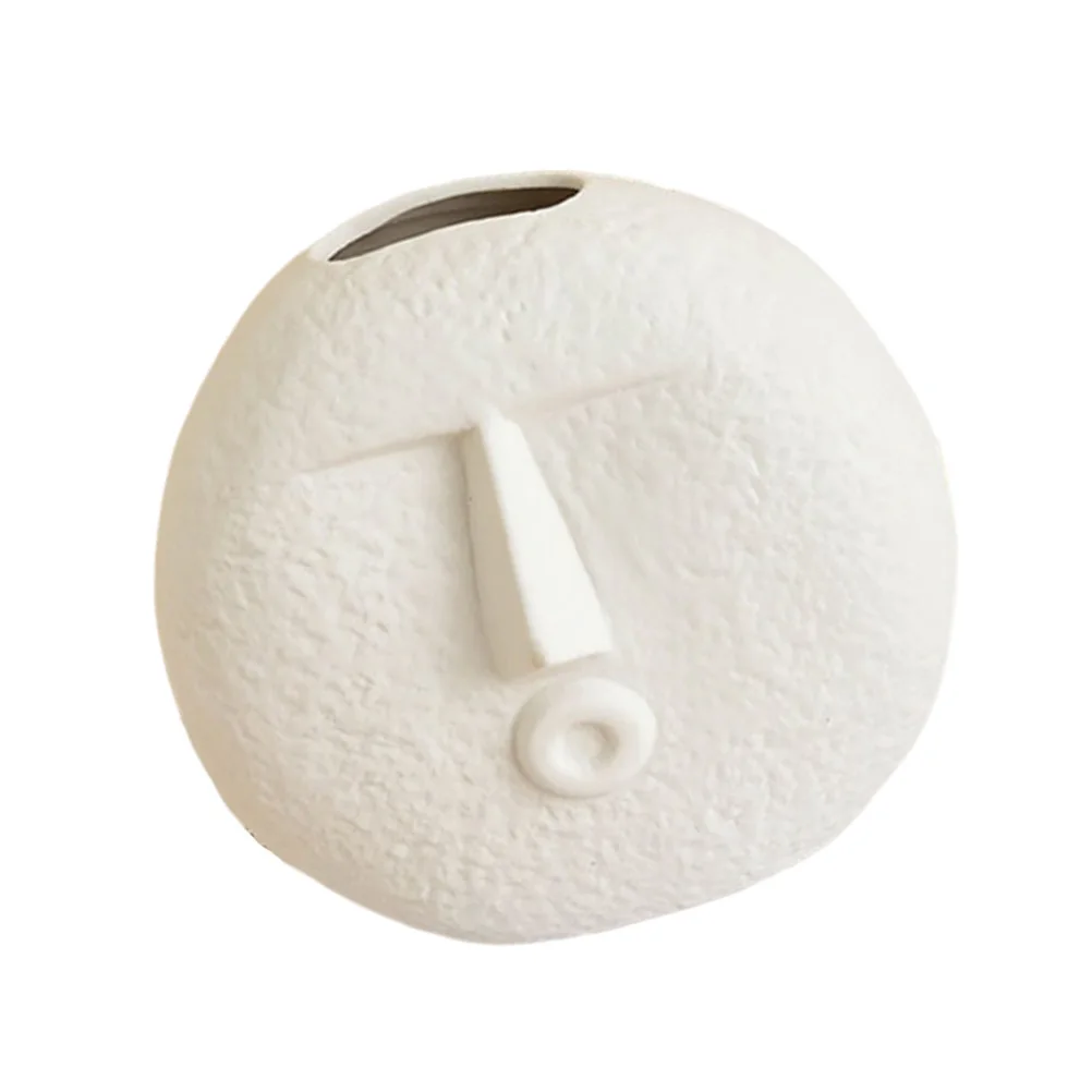 

1Pcs Creative Face Vase White Ceramic Abstract Art Pot Modern Minimalist Flower Container for Indoor Home Decoration Use