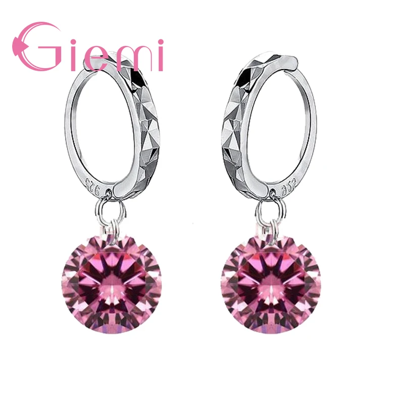 8 Colors Real 925 Sterling Silver High Quality Clear Cubic Zirconia Earrings Pendant For Women Crystal Jewelry Wholesale