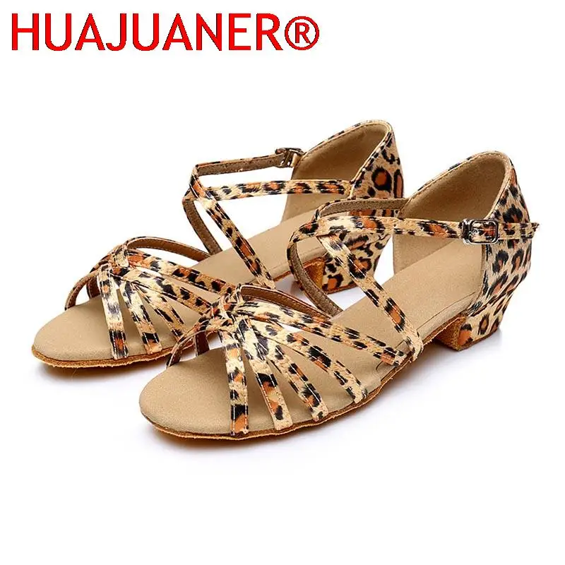 Kids Dance Shoes High Quality New Arrival Girls Sandals  Children Ballroom Tango Salsa Latin Dance Low Heel Shoes