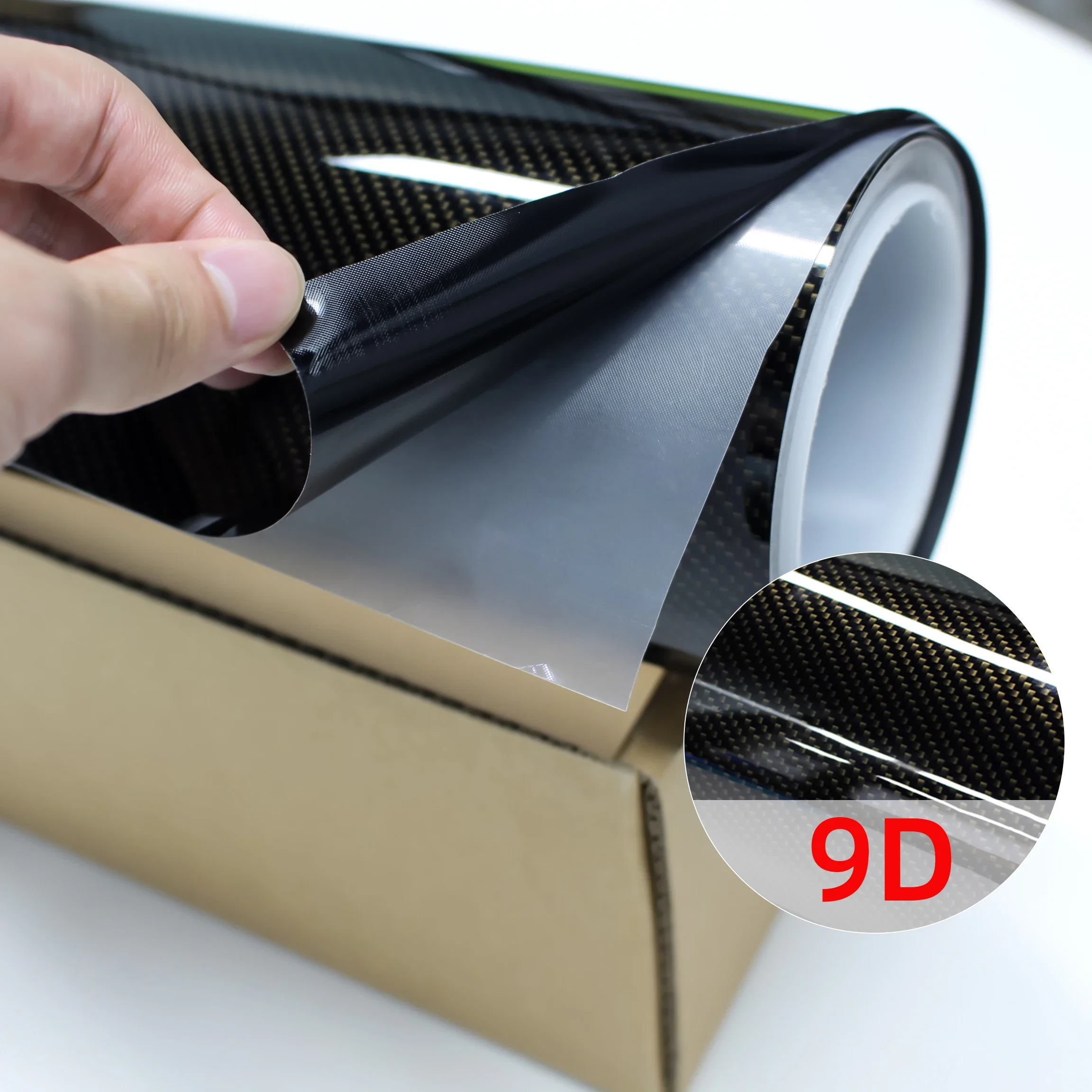 2022 new product pet material 7D 9D black carbon ultra high glossy easy install carbon fiber film roll