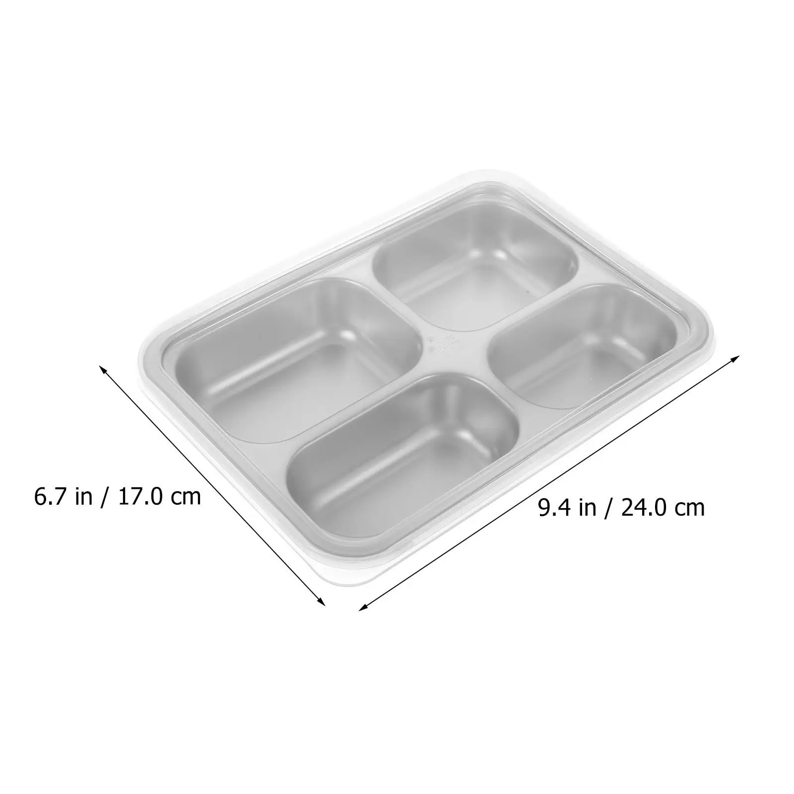 1pc Stainless Steel 4-Section Rectangular Food Tray For Lunch Camping Picnic Restaurant Use Stackable Bento Box Meal Prep