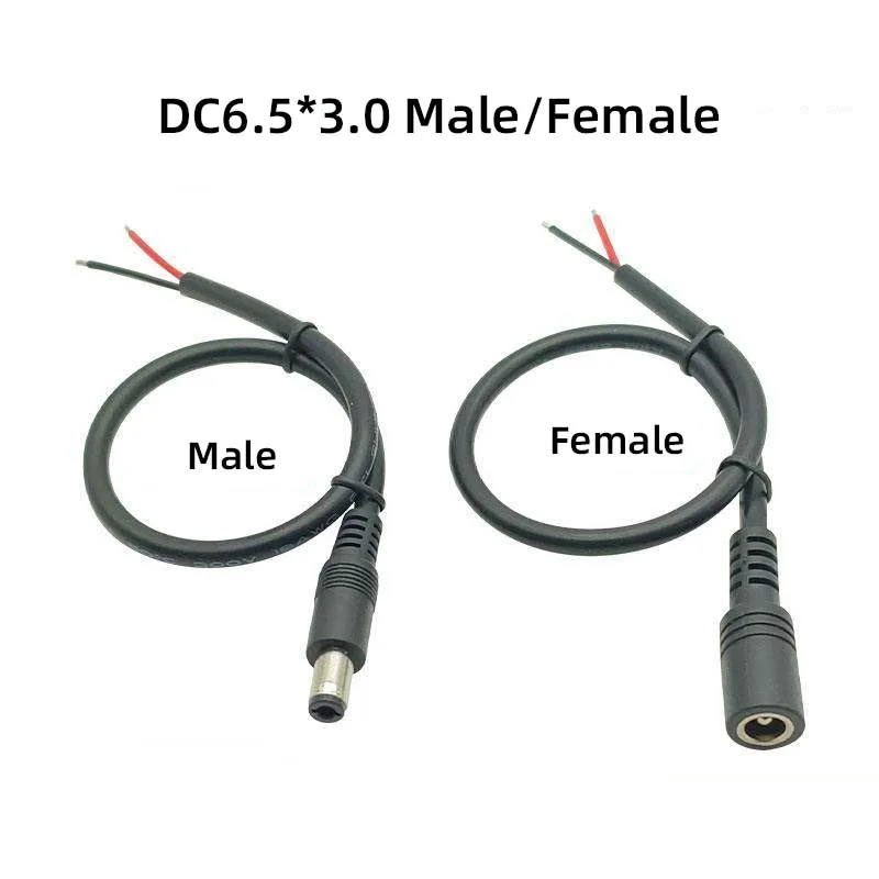 2PCS DC 6.5*3.0mm Single-Ended Male/Female Power Cable 0.75mm² Pure Copper Reinforced 18AWG Plug-to-Plug Connector Cable