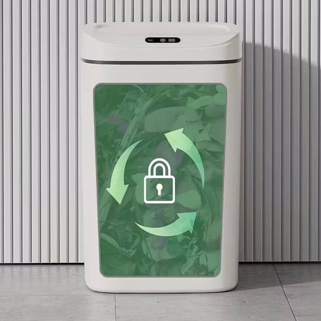 1 Pack Smart Motion Sensor Trash Can Touchless With Lid, Plastic Slim Compact Smart Garbage Bin, Minimalist Seamless Cover Low Voltage Operation Hygienic Waste Solution For Home Kitchen Bathroom Office Outdoor 6