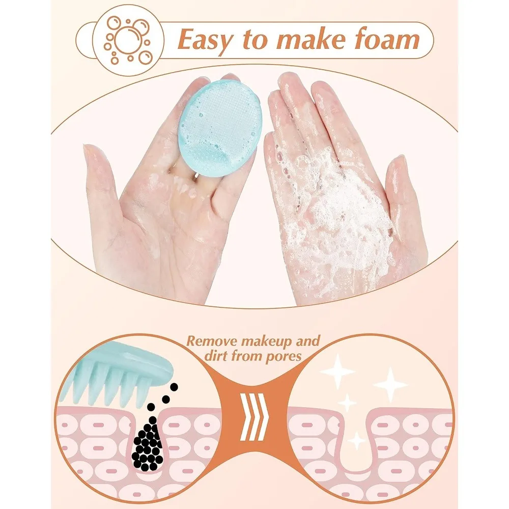 Suction Cup Silicone Facial Cleansing Brush, Soft Baby Hair Washing Brush for Kids Scalp & Face Cleaning, 3 Pcs, Random Color