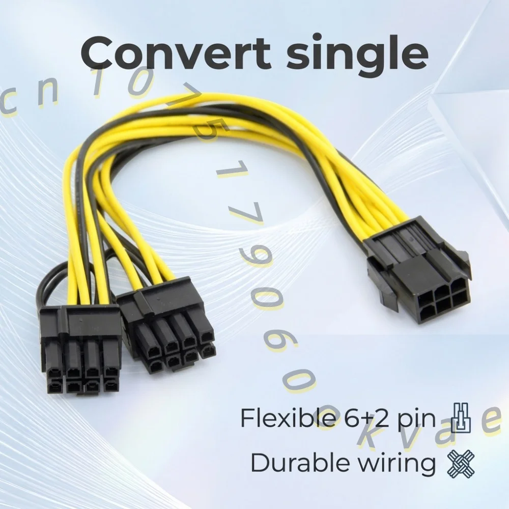 PCI-E 6 Pin to Dual 8 Pin Power Cable 6P to Dual 6+2P GPU Video Card Splitter Cable for Mining Gaming PC Power Supply