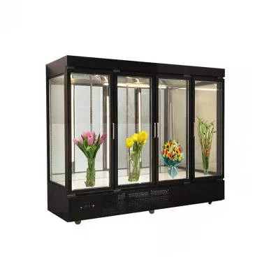 1 2 3-Door Glass Flower Storage Crisper Fresh-Keeper Rose Cooler Fridge Floral Refrigerator with Cool Climate