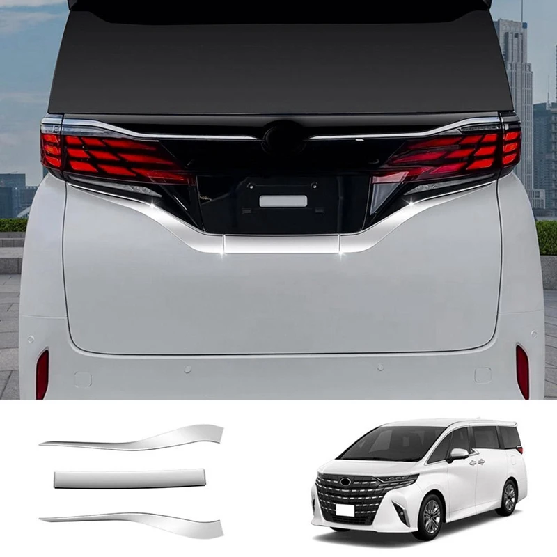 For Toyota Alphard Vellfire 40 Series 2023 2024 Car Rear License Plate Strip Cover Decorative Trim Replacement Parts