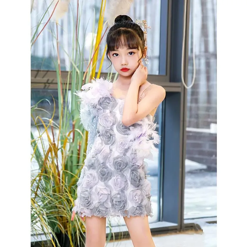 High-End Children\'s Princess Evening Gown Fashion Sexy Sequins Design Kids Performance Wear Wedding Birthday Party Dress A2578