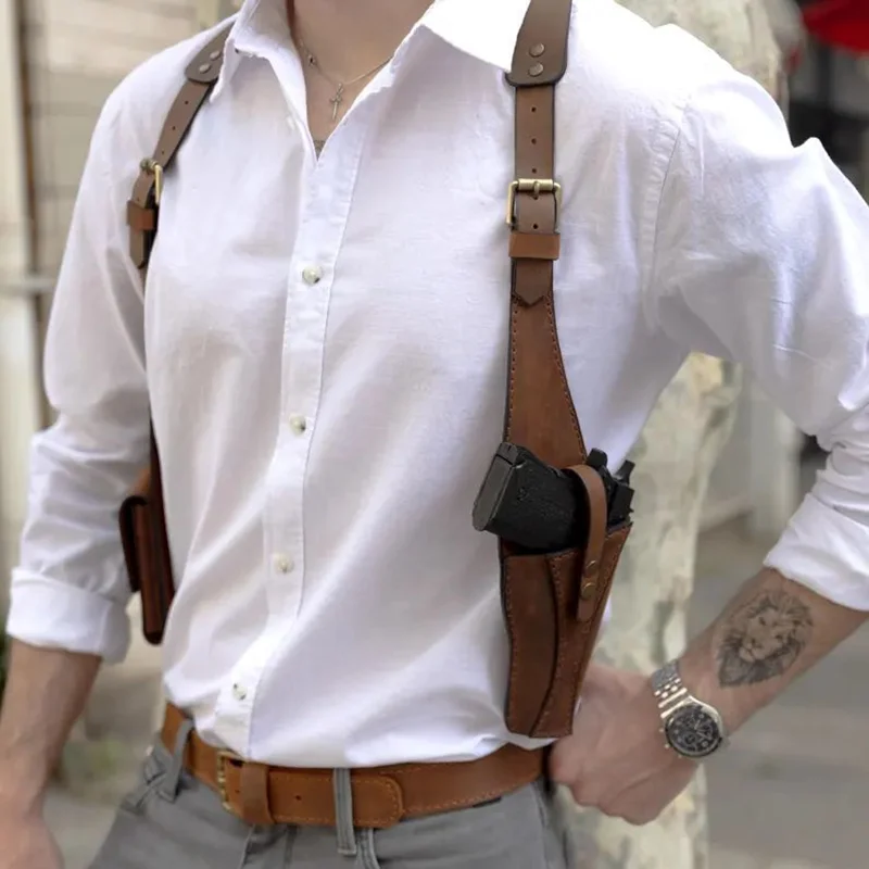 Game Leon Medieval Vintage PU Leather Shoulder Holster Steampunk Cosplay Prop Pouch Halloween Costume Accessory