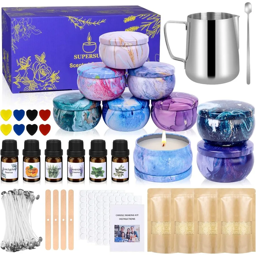 

Candles Making Kit for Adult Christmas DIY Gift for Kid and Beginner Includes Beeswax Essential Oils Dyes and More DIY Candle M